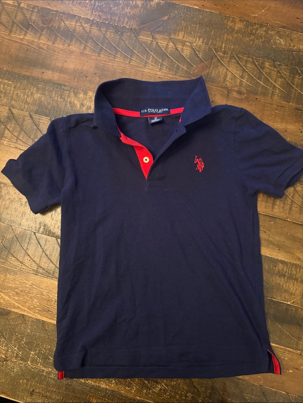 U.S. Polo Assn. Kids Navy Polo with Red Accents